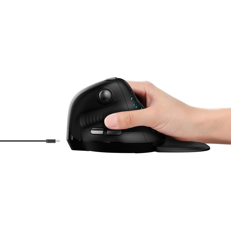 Urban Factory ERGO MAX EPM50UF Mouse - Bluetooth/Radio Frequency - USB Type C - Optical - 7 Button(s) - Black