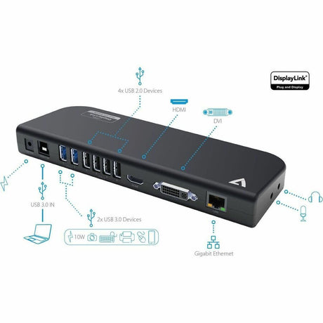 V7 UDDS2 USB 3.0 Docking Station - Black
