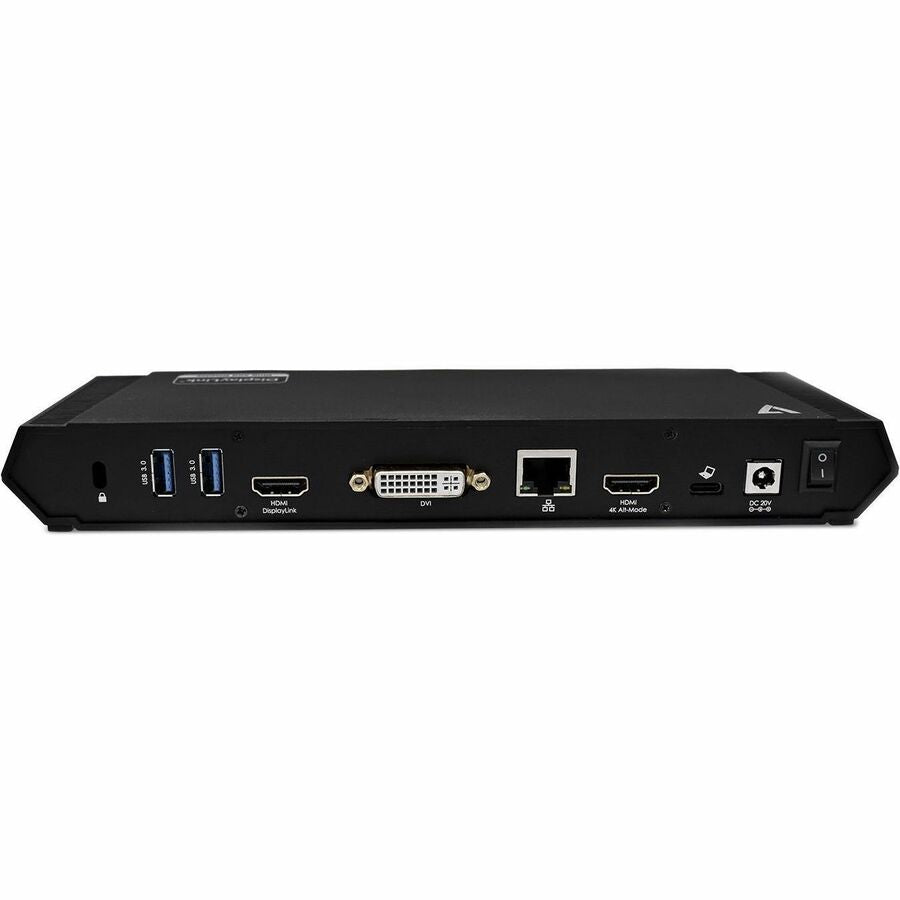 V7 USB Type C Docking Station - Charging Capability - 100 W - Black