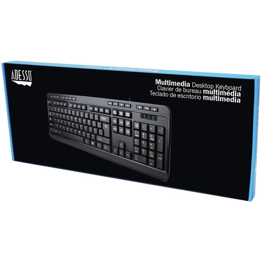 Adesso AKB-132UB Keyboard - Cable Connectivity - USB, PS/2 Interface - English (UK)