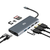 Adesso USB Type C Docking Station for TV, Projector - Charging Capability - Memory Card Reader - SD - TAA Compliant