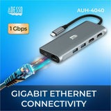 Adesso USB Type C Docking Station for TV, Projector - Charging Capability - Memory Card Reader - SD - TAA Compliant