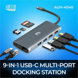 Adesso USB Type C Docking Station for TV, Projector - Charging Capability - Memory Card Reader - SD - TAA Compliant