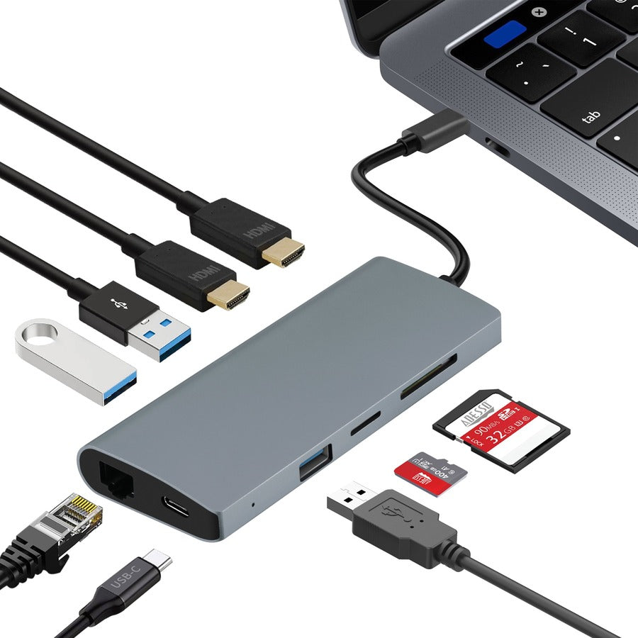 Adesso USB Type C Docking Station for TV, Projector - Charging Capability - Memory Card Reader - SD - TAA Compliant