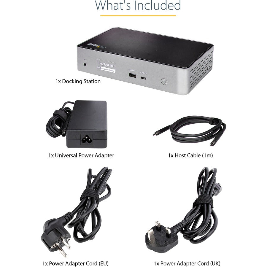 StarTech.com USB-C Dock, 4K 60Hz Quad Monitor DisplayPort & HDMI, Universal USB C Docking Station, 100W Power Delivery, USB Hub 1C/3A, GbE