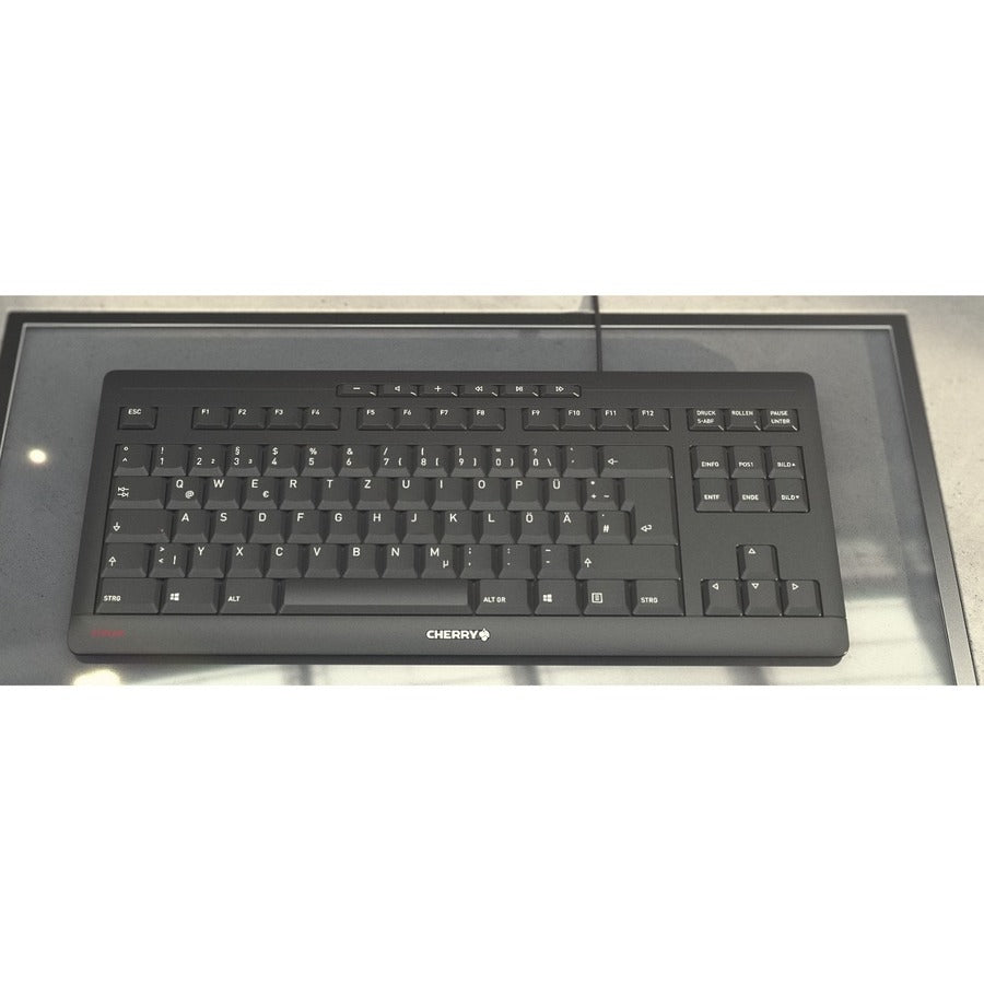 CHERRY STREAM Keyboard - Cable Connectivity - USB Type A Interface - English (UK) - QWERTY Layout - Black