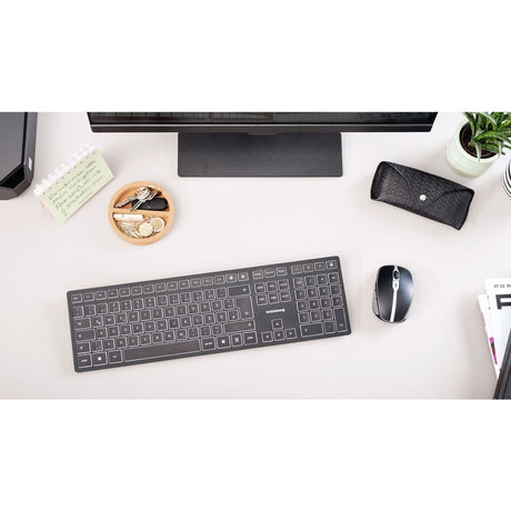 CHERRY KW 9100 SLIM Keyboard - Wireless Connectivity - English (UK) - Black, Silver