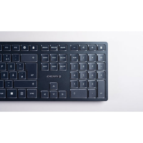CHERRY KW 9100 SLIM Keyboard - Wireless Connectivity - English (UK) - Black, Silver
