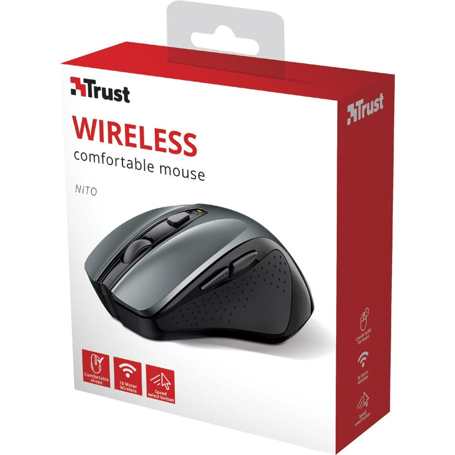 Trust Nito Mouse - Radio Frequency - USB 2.0 - 6 Button(s) - Black