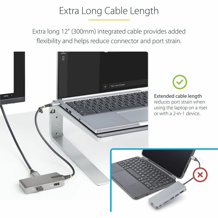 StarTech.com USB-C Multiport Adapter, 4K60Hz HDMI, HDR, 2-Port 5Gbps USB Hub, 100W PD Pass-Through, GbE, Works with Chromebook certified
