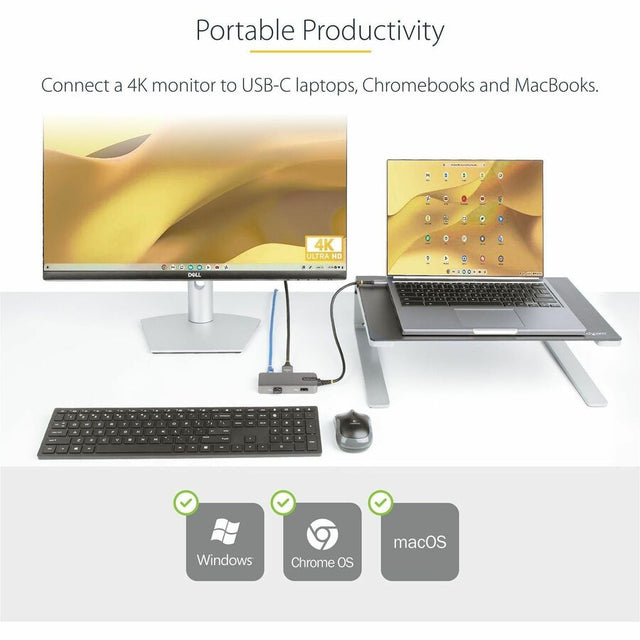 StarTech.com USB-C Multiport Adapter, 4K60Hz HDMI, HDR, 2-Port 5Gbps USB Hub, 100W PD Pass-Through, GbE, Works with Chromebook certified