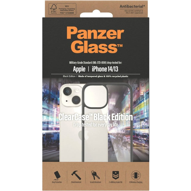 PanzerGlass ClearCase Case for Apple iPhone 14, iPhone 13 Smartphone - Black