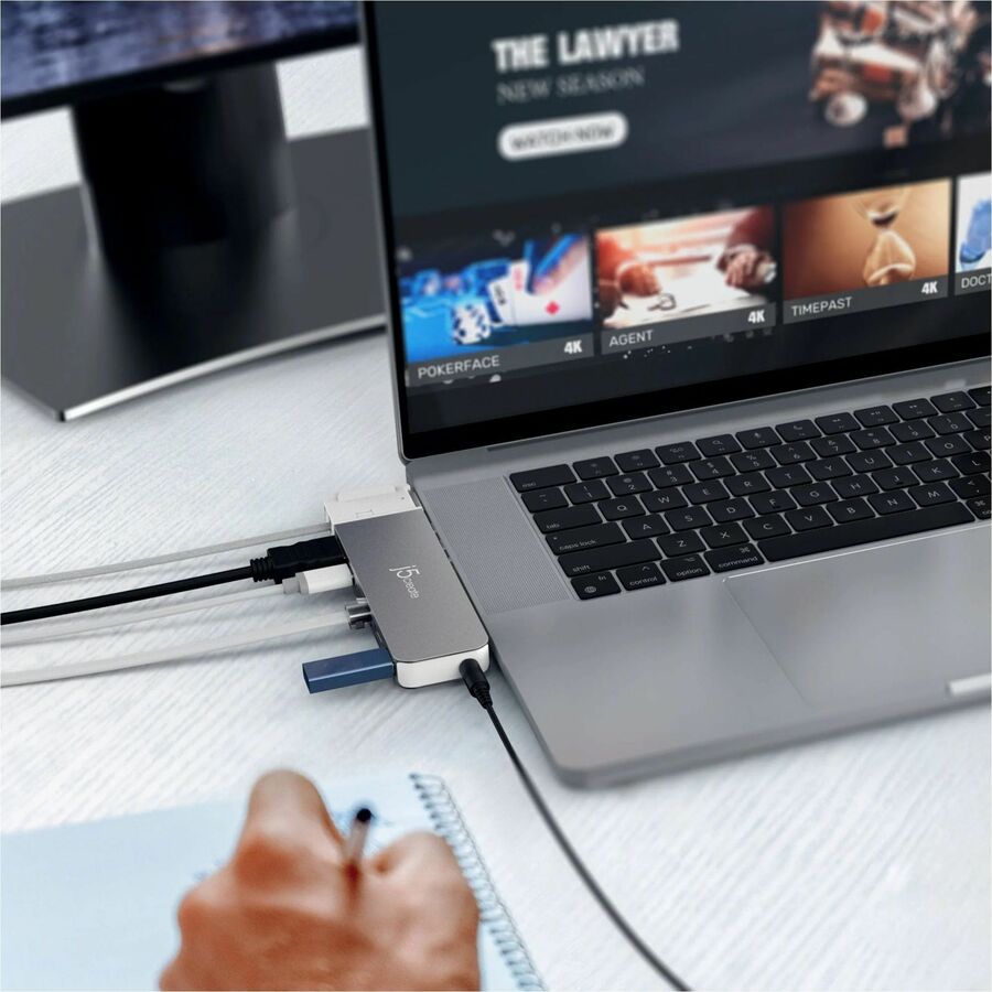 j5create JCD395-N USB4 Docking Station for Keyboard, Notebook, Speaker, Monitor, Flash Drive - Charging Capability - Space Gray
