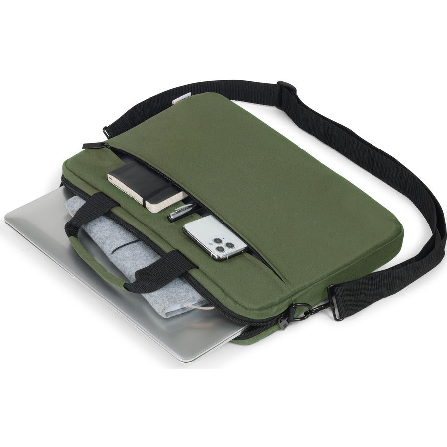 base xx Carrying Case for 33 cm (13") to 35.8 cm (14.1") Notebook, Workstation, Business Card, Pen, Document - Olive Green