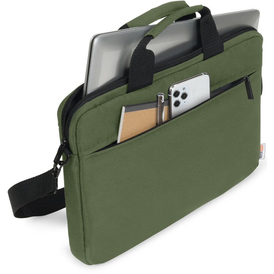base xx Carrying Case for 33 cm (13") to 35.8 cm (14.1") Notebook, Workstation, Business Card, Pen, Document - Olive Green