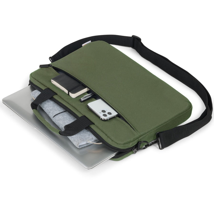 base xx Carrying Case for 33 cm (13") to 35.8 cm (14.1") Notebook, Workstation, Business Card, Pen, Document - Olive Green