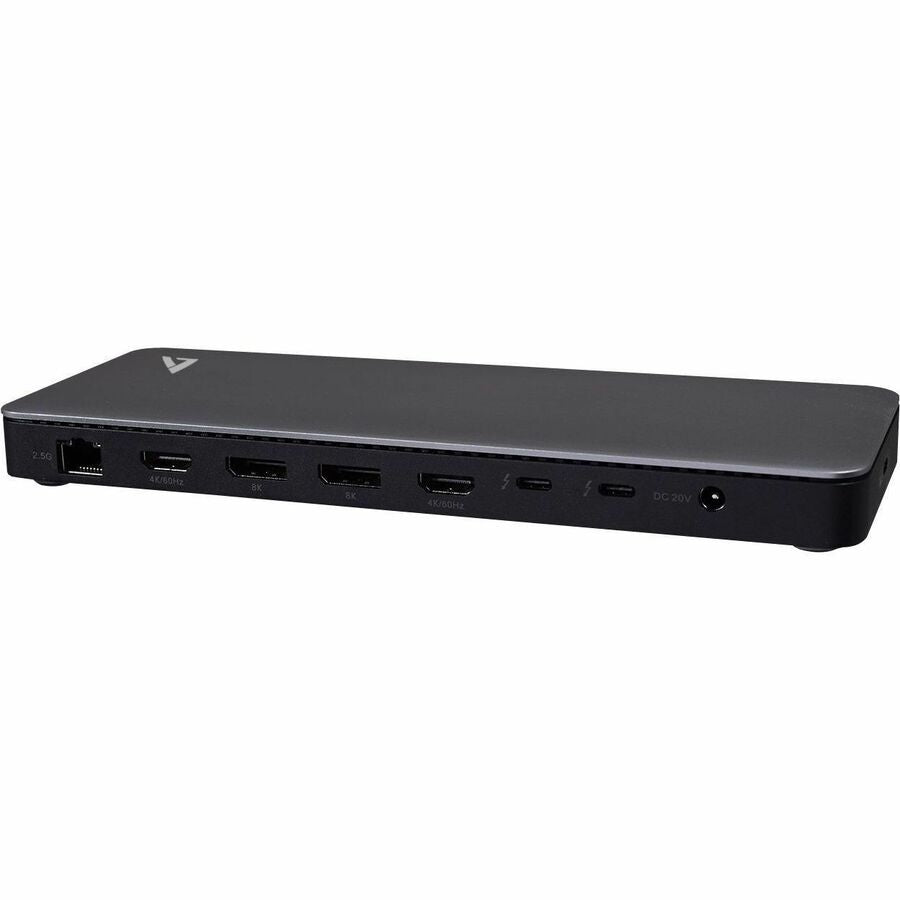 V7 DOCKTB4PT Thunderbolt 4 Docking Station - Charging Capability - Memory Card Reader - SD - 150 W - Black, Silver