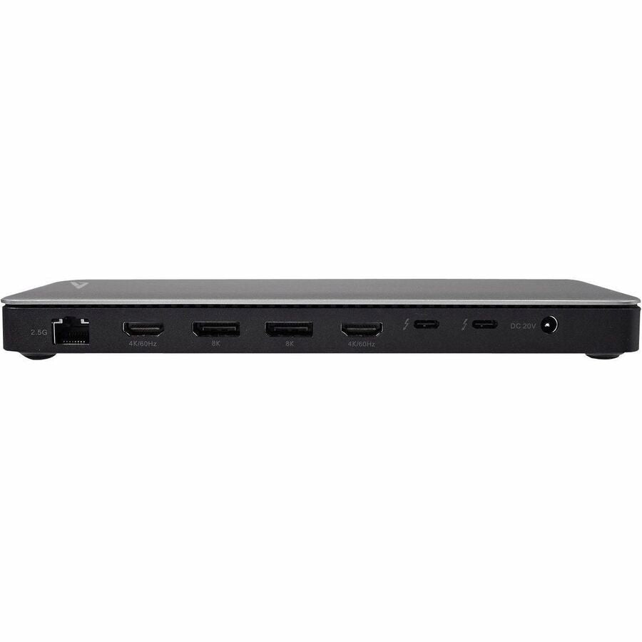 V7 DOCKTB4PT Thunderbolt 4 Docking Station - Charging Capability - Memory Card Reader - SD - 150 W - Black, Silver