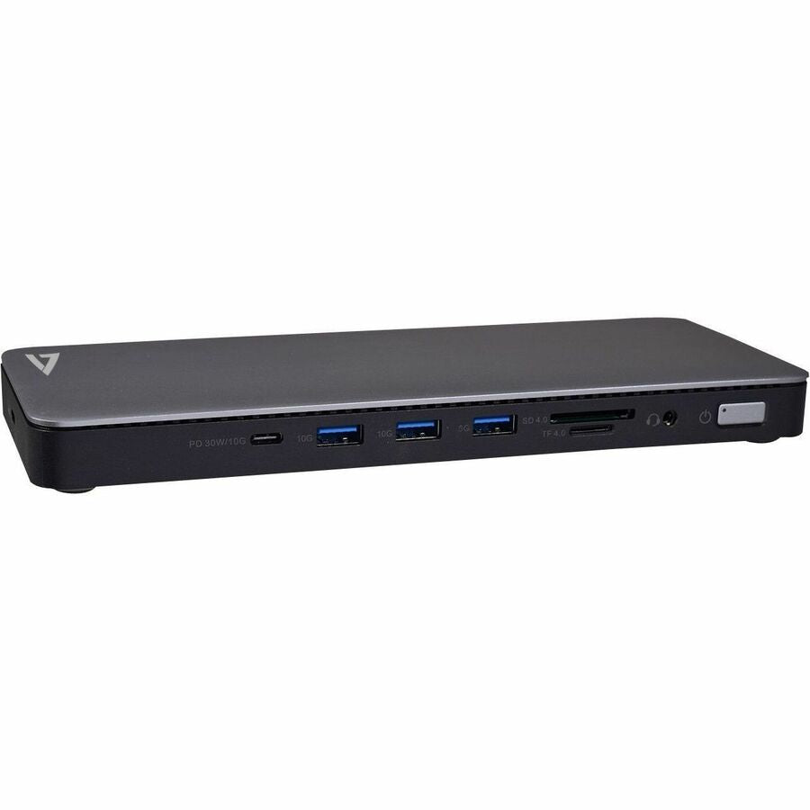 V7 DOCKTB4PT Thunderbolt 4 Docking Station - Charging Capability - Memory Card Reader - SD - 150 W - Black, Silver