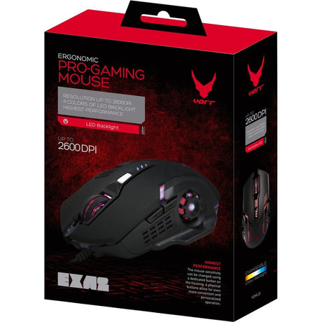 VARR EXA2 Gaming Mouse - USB - Optical - 6 Button(s) - Black