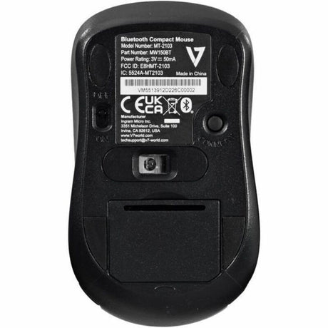 V7 MW150BT Mouse - Bluetooth - Optical - 3 Button(s) - Black