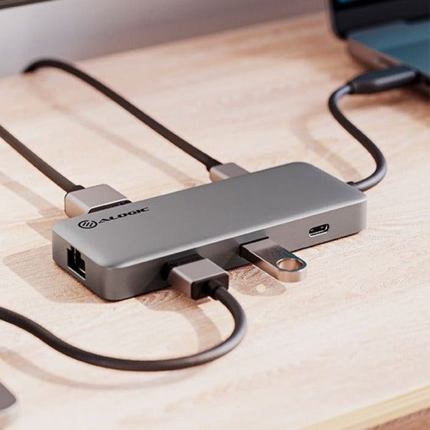 Alogic SPARK USB Type C Docking Station for Monitor, Notebook, Desktop PC - Memory Card Reader - Space Gray - Portable