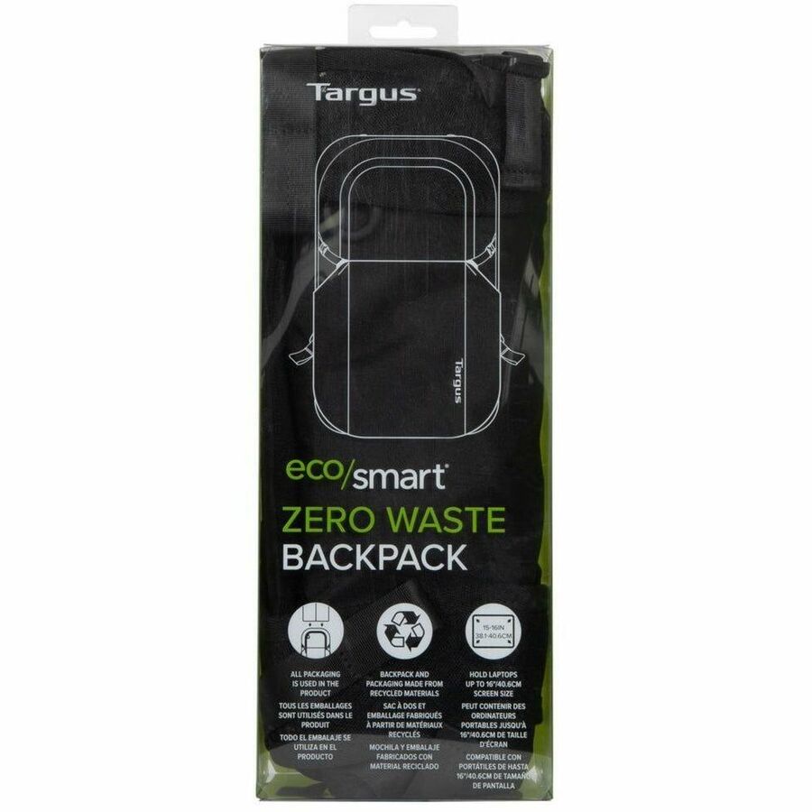 Targus EcoSmart TBB641GL Carrying Case (Backpack) for 38.1 cm (15") to 40.6 cm (16") Notebook - Black