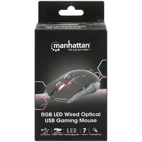 Manhattan Full-size Rugged Gaming Mouse - USB Type A - Optical - 7 Button(s) - Black - 1