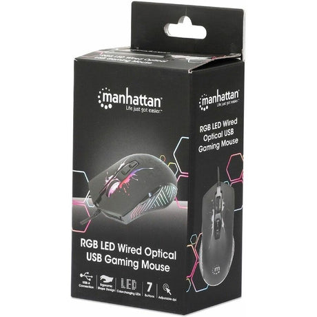 Manhattan Full-size Rugged Gaming Mouse - USB Type A - Optical - 7 Button(s) - Black - 1
