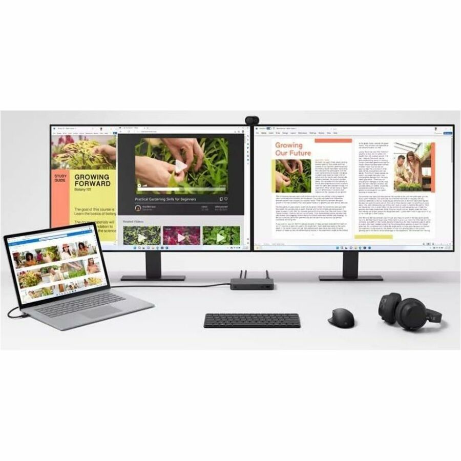 Microsoft Thunderbolt 4 Docking Station for Notebook, Monitor, Desktop PC - Charging Capability - 165 W - Black