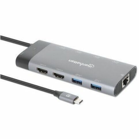 USB-C Dock/Hub, Ports (x10): Ethernet, HDMI (x2 8k), USB-A (x5) and USB-C (x2), With Power Delivery (100W) to USB-C Port (Note additional USB-C wall charger and USB-C cable needed), USB 3.2 Gen 2, All Ports can be used at the same time, Universal