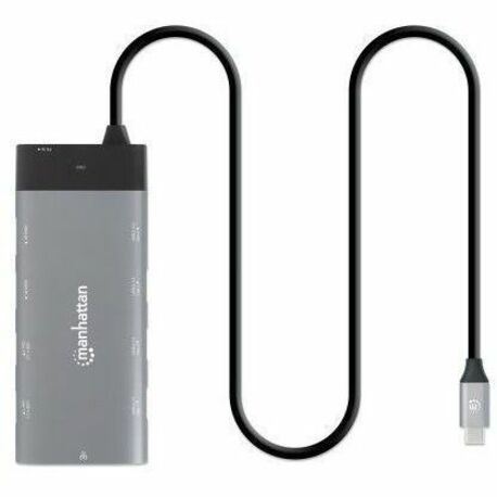 USB-C Dock/Hub, Ports (x10): Ethernet, HDMI (x2 8k), USB-A (x5) and USB-C (x2), With Power Delivery (100W) to USB-C Port (Note additional USB-C wall charger and USB-C cable needed), USB 3.2 Gen 2, All Ports can be used at the same time, Universal