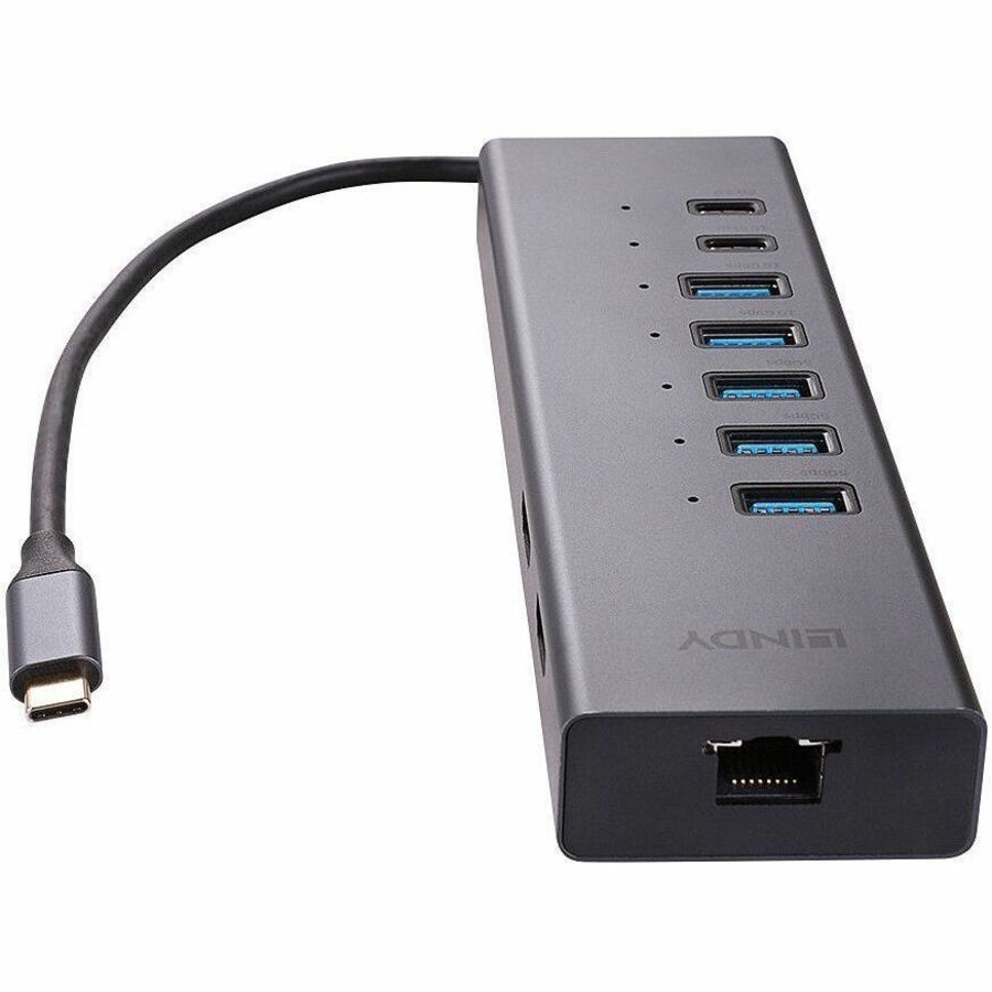 LINDY DST-Mini Duo USB Type C Docking Station for Smartphone, Tablet PC, Notebook, Desktop PC - Memory Card Reader - microSD - Dark Grey