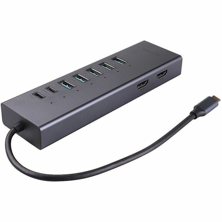 LINDY DST-Mini Duo USB Type C Docking Station for Smartphone, Tablet PC, Notebook, Desktop PC - Memory Card Reader - microSD - Dark Grey