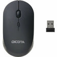 Dicota SILENT V2 Mouse - Radio Frequency - USB - Optical - 3 Button(s) - Black