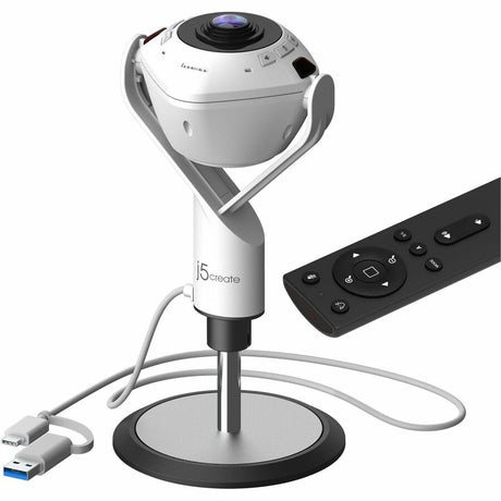 j5create JVU368-N Webcam - 5 Megapixel - 30 fps - Black, White - USB Type A/USB Type C - 1 Pack(s) - TAA Compliant