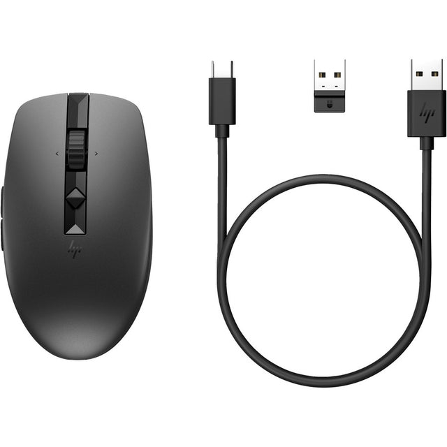 HP 715 Mouse - Bluetooth - USB Type A - 6 Programmable Button(s) - Black