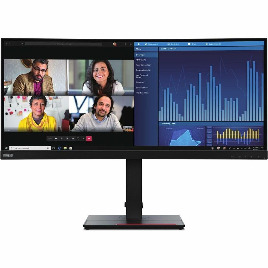 Lenovo ThinkVision P34w-20 34" Class Webcam UW-QHD Curved Screen LED Monitor - 21:9 - Raven Black