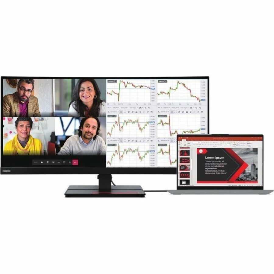 Lenovo ThinkVision P34w-20 34" Class Webcam UW-QHD Curved Screen LED Monitor - 21:9 - Raven Black