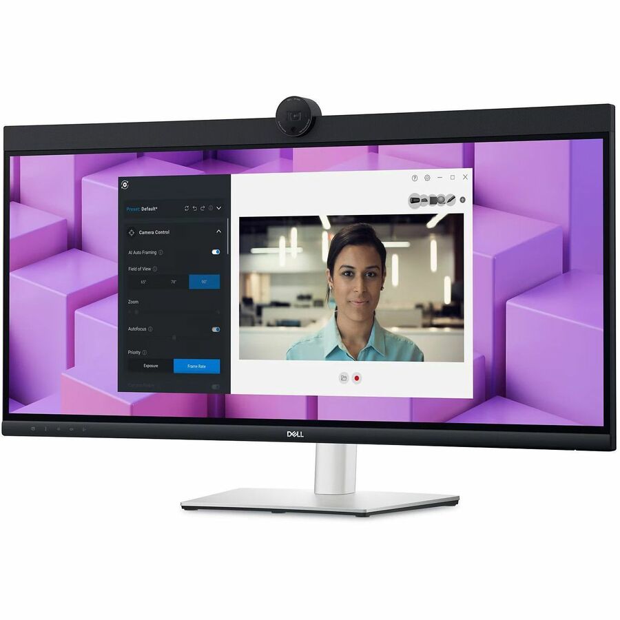 Dell P3424WEB 34" Class Webcam UW-QHD Curved Screen LED Monitor - 21:9 - Black, Silver