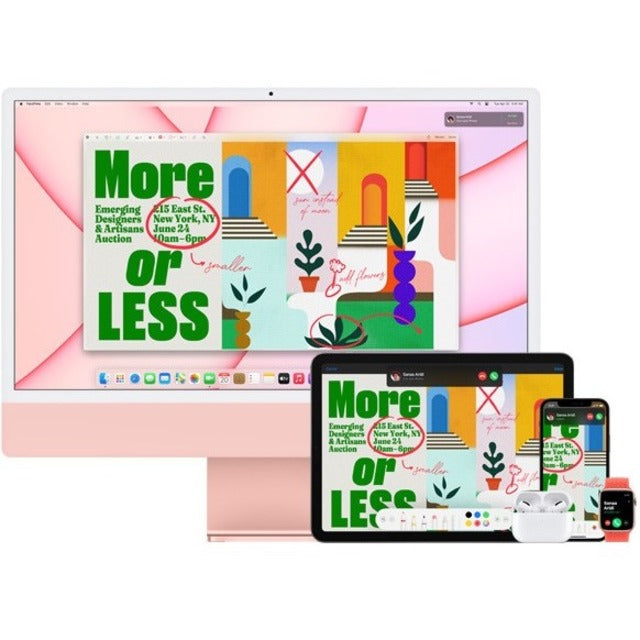 Apple iMac MQRU3B/A All-in-One Computer - Apple M3 Octa-core (8 Core) - 8 GB RAM - 512 GB SSD - 61 cm (24") 4.5K 4480 x 2520 - Desktop - Pink