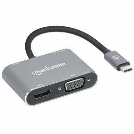 USB-C Dock/Hub, Ports (x4): HDMI, USB-A, USB-C and VGA, With Power Delivery (87W) to USB-C Port (Note add USB-C wall charger and USB-C cable needed), All Ports can be used at the same time, Universal for all devices, Aluminium, Space Grey,3 Year Warranty