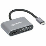 USB-C Dock/Hub, Ports (x4): HDMI, USB-A, USB-C and VGA, With Power Delivery (87W) to USB-C Port (Note add USB-C wall charger and USB-C cable needed), All Ports can be used at the same time, Universal for all devices, Aluminium, Space Grey,3 Year Warranty