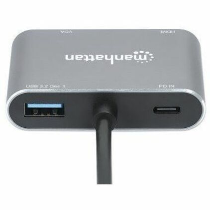 USB-C Dock/Hub, Ports (x4): HDMI, USB-A, USB-C and VGA, With Power Delivery (87W) to USB-C Port (Note add USB-C wall charger and USB-C cable needed), All Ports can be used at the same time, Universal for all devices, Aluminium, Space Grey,3 Year Warranty