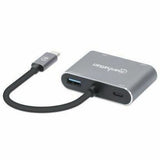 USB-C Dock/Hub, Ports (x4): HDMI, USB-A, USB-C and VGA, With Power Delivery (87W) to USB-C Port (Note add USB-C wall charger and USB-C cable needed), All Ports can be used at the same time, Universal for all devices, Aluminium, Space Grey,3 Year Warranty