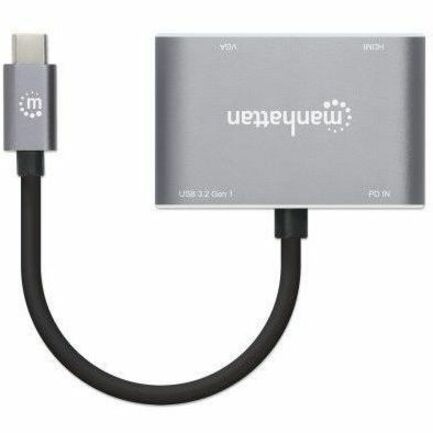 USB-C Dock/Hub, Ports (x4): HDMI, USB-A, USB-C and VGA, With Power Delivery (87W) to USB-C Port (Note add USB-C wall charger and USB-C cable needed), All Ports can be used at the same time, Universal for all devices, Aluminium, Space Grey,3 Year Warranty