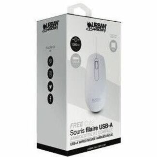 Urban Factory FREE Color Mouse - USB Type A - Optical - 3 Button(s) - White