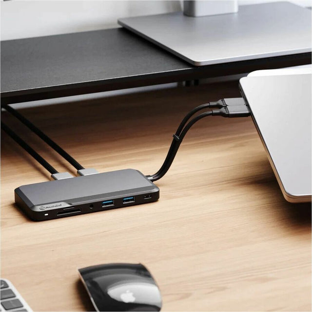 Alogic USB Type C Docking Station for Notebook, Microphone, Monitor, Tablet - Charging Capability - Memory Card Reader - SD - Dark Grey - Portable