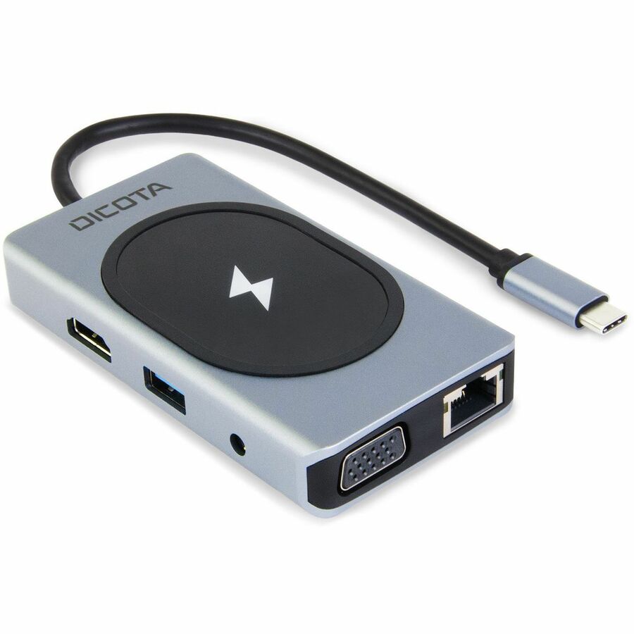 Dicota USB Type C Docking Station for Microphone, Headphone, Tablet PC, Desktop PC, Monitor, Notebook - Charging Capability - Memory Card Reader - SD - Silver