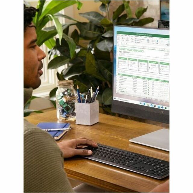 HP E24mv G4 24" Class Webcam Full HD LED Monitor - 16:9 - Silver, Black